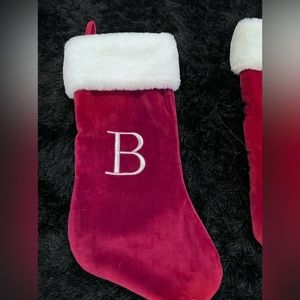 Christmas stockings in red and white $6 each letter E, B, and G